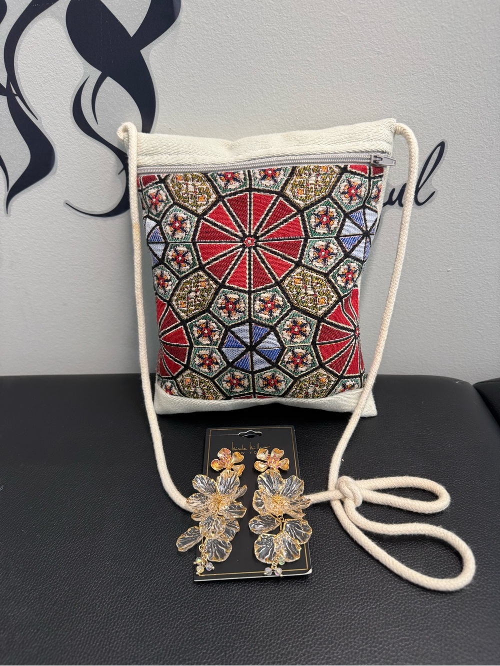 Boho Woven Crossbody Bag Ethnic Pattern Canvas Shoulder Bag Small Purse